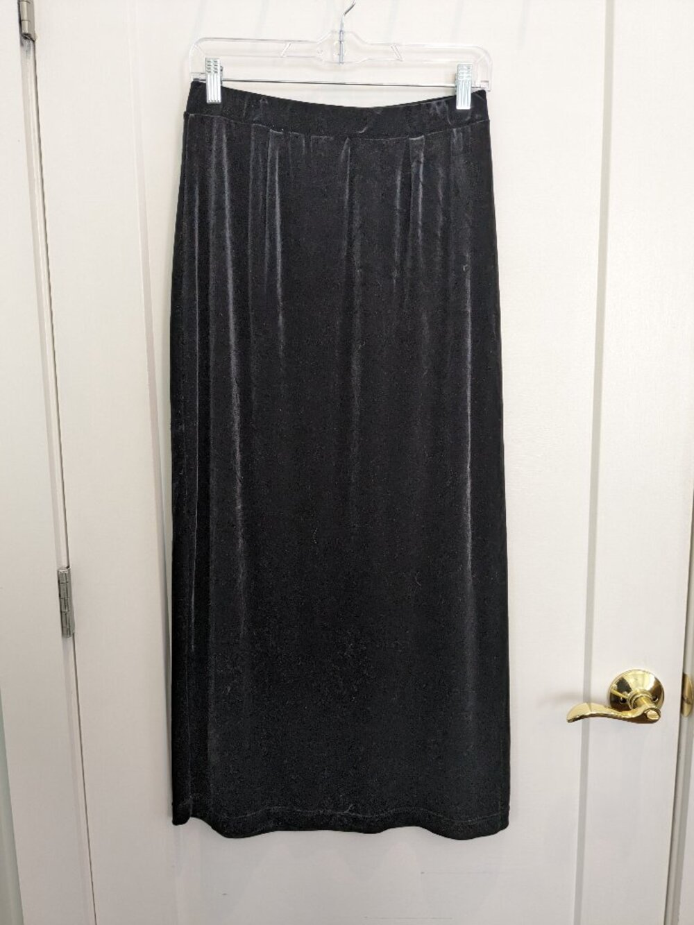 LRL Ralph Lauren Black Velvet Skirt Large Straight Retro Romance Whimsigoth Midi